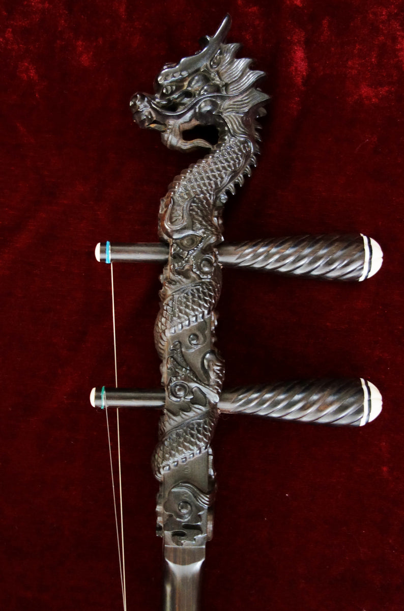 Erhu, Alto Fiddle, Professional Ebony, Dragon Head Carving, Deluxe