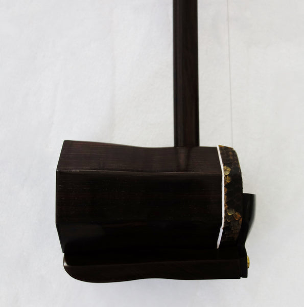 GaoHu (Chinese soprano fiddle), Black Sandalwood, Oblate Barrel, 高胡, 东非黑紫檀木,扁筒,乐海制. 北方最老字号,最大名牌