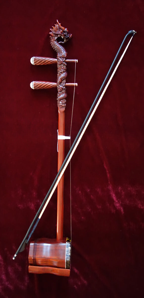 Erhu, Alto Fiddle, Professional Sandalwood, Carved Dragon Head, Deluxe Hard  Case科特迪瓦紫檀木龙头二胡，高级硬盒