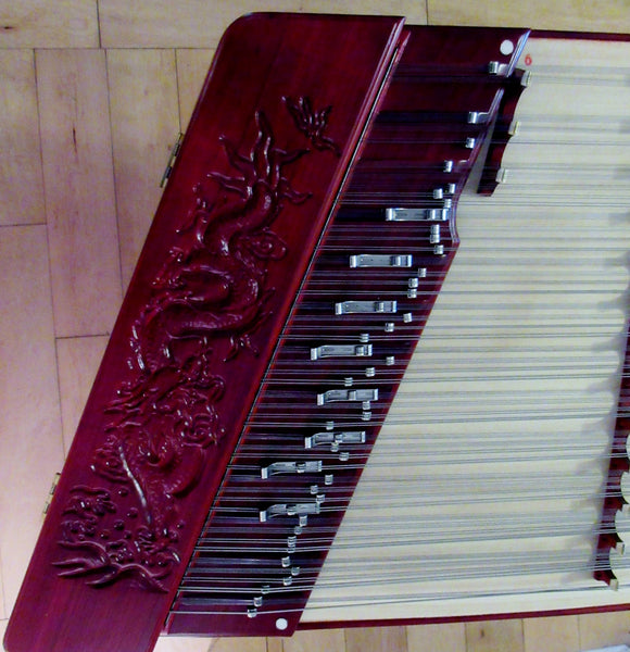Yangqin dulcimer, 402 model. Rosewood frame, Dragon Carving. Set up & tuned. FREE LESSON WITH YANGQIN MASTER花梨木雕龙扬琴