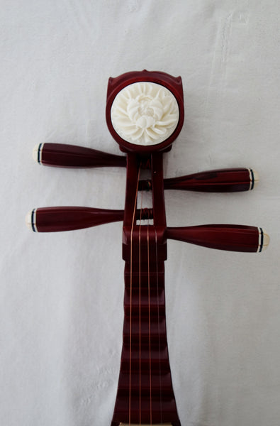 Pipa, kids' size, Hardwood, Bone Flower Head, Redwood frets/pegs (Chinese lute, Biwa) 儿童琵琶， 硬木，骨花头，红木轴项